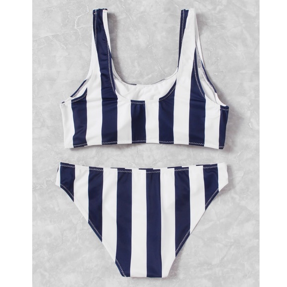 PENNI💙 navy blue striped white bikini swimsuit - Picture 3 of 3
